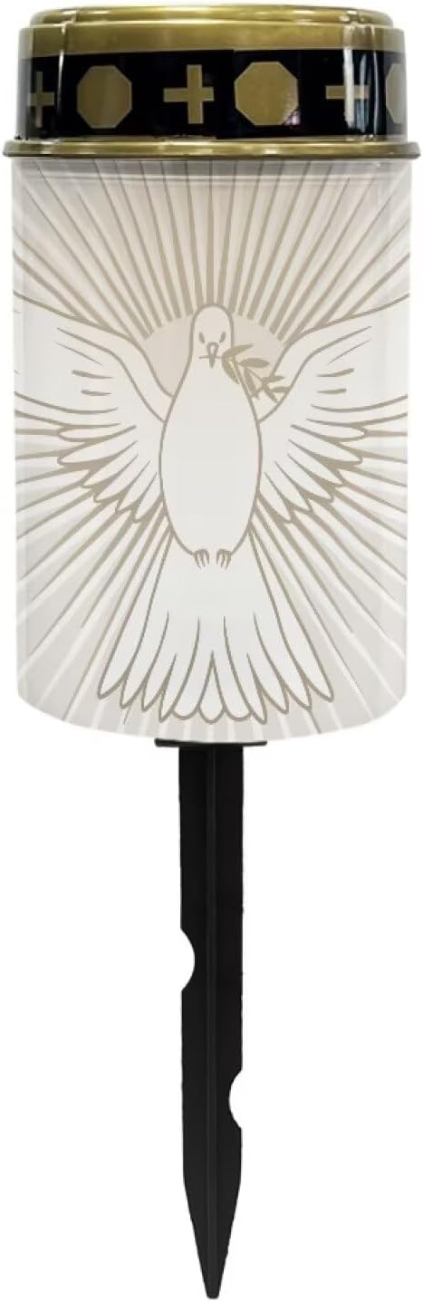 Solar Lights Outdoor Waterproof Pigeon Print Cemetery Garden Lights for Grave Flameless Lamp Candles for Outdoor Decoration