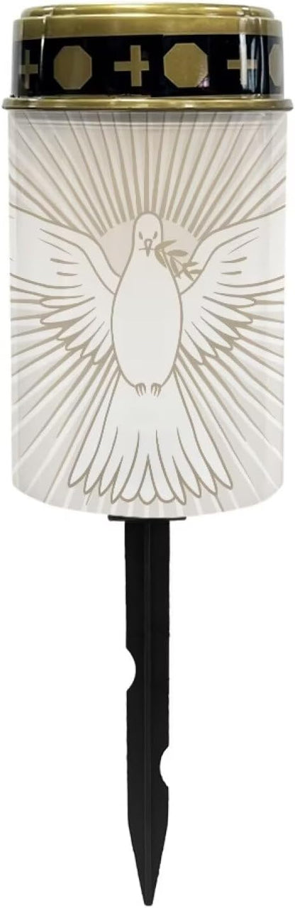 Solar Lights Outdoor Waterproof Pigeon Print Cemetery Garden Lights for Grave Flameless Lamp Candles for Outdoor Decoration