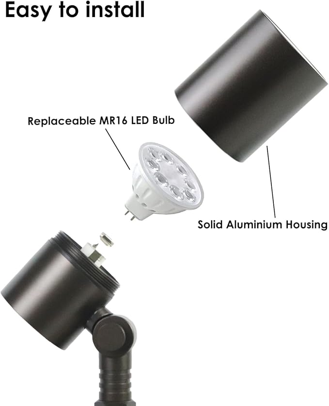 Cheopha 12V Outdoor Low Voltage Landscape Down Light, Replaceable 5W MR16 LED Bulb (2700K Warm White), IP65 | Lumora
