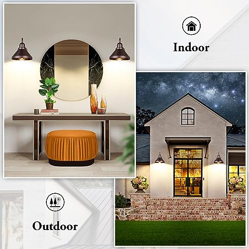 Brightever Gooseneck Porch Lights Outdoor, 2-Pack Farmhouse Exterior Barn Light Fixtures, Waterproof Industrial Brown Patio Wall Lamps for Garage, E26 Base Anti-Rust, Bulb not Included