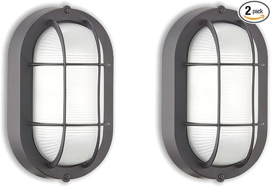 WISBEAM 2 Pack LED Bulkhead Light, Outdoor Bulkhead LED Wall Light, Dimmable, 6W Replace 60W, 450 Lumen 3000K Daylight White 80CRI, Water-Proof, ETL Rated