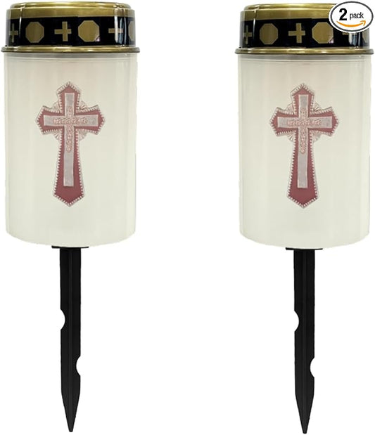 Solar Stake Lights Cemetery Lanterns - Warm White, Outdoor, Waterproof Garden & Cemetery Lights