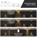 Tarentlight Adjustable Outdoor Motion Sensor Ceiling Light,10" Modern Industrial Design of Squares Flush Mount 2-Light with Clear Glass for Your Porch,Garage,Patio,Hallway,Entryway