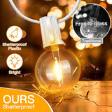 Ollny Outdoor String Lights, 50FT LED Patio Lights Waterproof White Wire