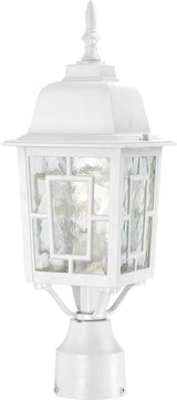 Nuvo Lighting 60/4927 Banyon One Light Post Lantern 100 Watt A19 Max. Clear Water Glass White Outdoor Fixture, 6.1 | Lumora