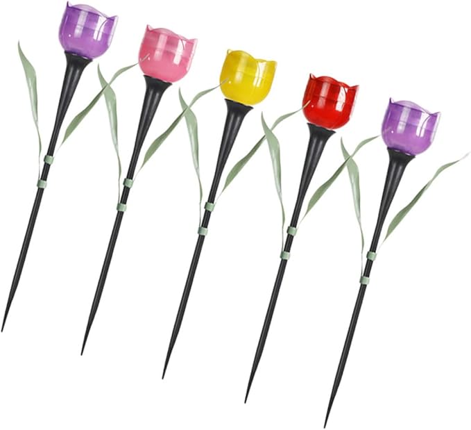 Milisten 5pcs Solar Power Tulip Lawn Stick Lamp Garden Ground Lamp Led Outdoor Solar Lights for Landscape Decorative Stake Lights