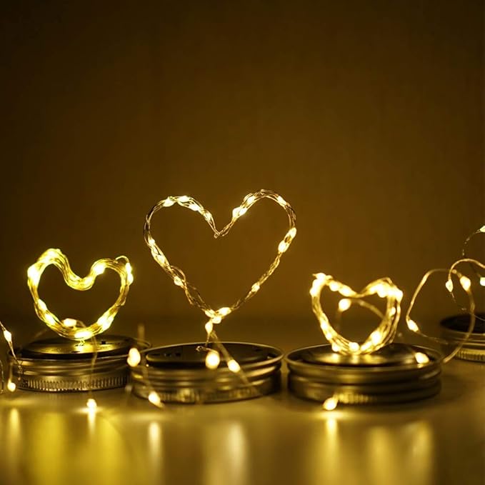 30LED Solar Mason Jar Lights, 8 Pack Jar Lid String Lights (No Jars), Waterproof Fairy Firefly Light for Garden, Patio, Outdoor, Yard, Lawn Decor(Warm White)