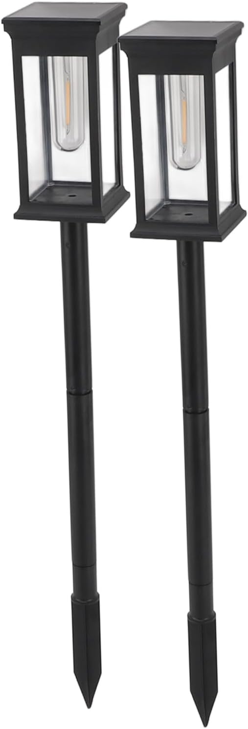 2PCS Solar Pathway Lights Outdoor, Waterproof ABS Solar 21.65in Warm Light - Auto On Off, Easy Installation, Ideal for Yard Lawn Patio Walkway Decoration