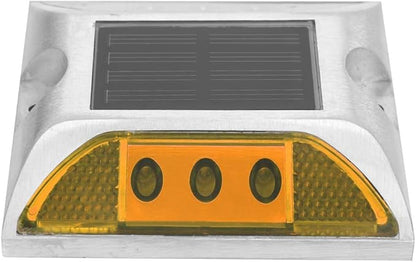 OUKENS Solar Deck Lights, 4.1in LED Solar Power Ground Marker Lights, LED Road Reflector Waterproof Outdoor Driveway Marker Lamp for Step Sidewalk Stair Boat Pathway Yard (Yellow)