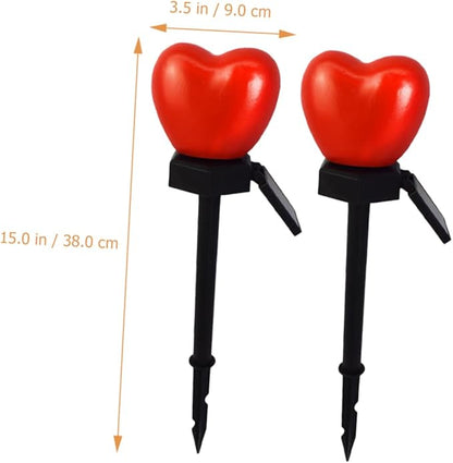 Milisten 2pcs Valentine Day Special Heart Shape Solar Pathway Lights Outdoor Solar Lights for Landscape