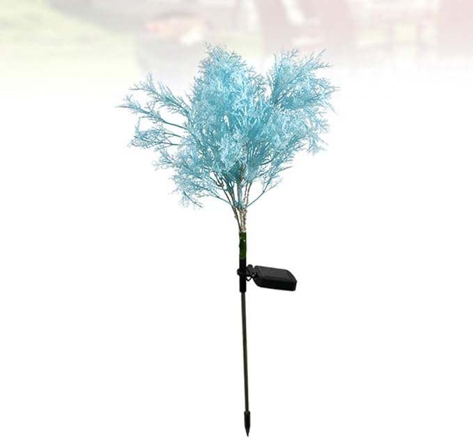Sosoport Solar Garden Lawn Lamp LED Solar Power Landscape Path Light Blue Rime Shape Outdoor Decorative Stake Light for Yard and Villa