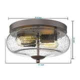 Darkaway Oil-Rubbed Bronze Ceiling Light Fixtures, Indoor Outdoor Flush Mount Ceiling Light with Seeded Glass Shade for Farmhouse Hallway Kitchen Bedroom Porch Living Dining Room