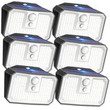 CLAONER 6-Pack Solar Motion Sensor Lights Outdoor, 168 LED Waterproof Security Light with 3 Modes, for Garden, Fence, Garage, Deck, Door Step