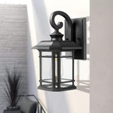 Emliviar Outdoor Wall Lanterns 2 Pack, 1-Light Exterior Wall Mount Light, Black Finish with Clear Seedy Glass | Lumora