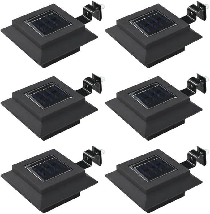 6-Pack Black Solar Pathway Lights, 4.7-inch Square Plastic Garden Solar Lights for Outdoor Yard, Waterproof Path Lighting, Cool White