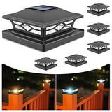 VOLISUN 6Pack Solar Post Cap Lights, 2 Color Modes Deck Lights, Black