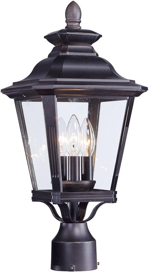 Maxim Knoxville-Three Light Outdoor Post Lantern in Early American Style-9 Inches Wide by 19.5 inches high | Lumora