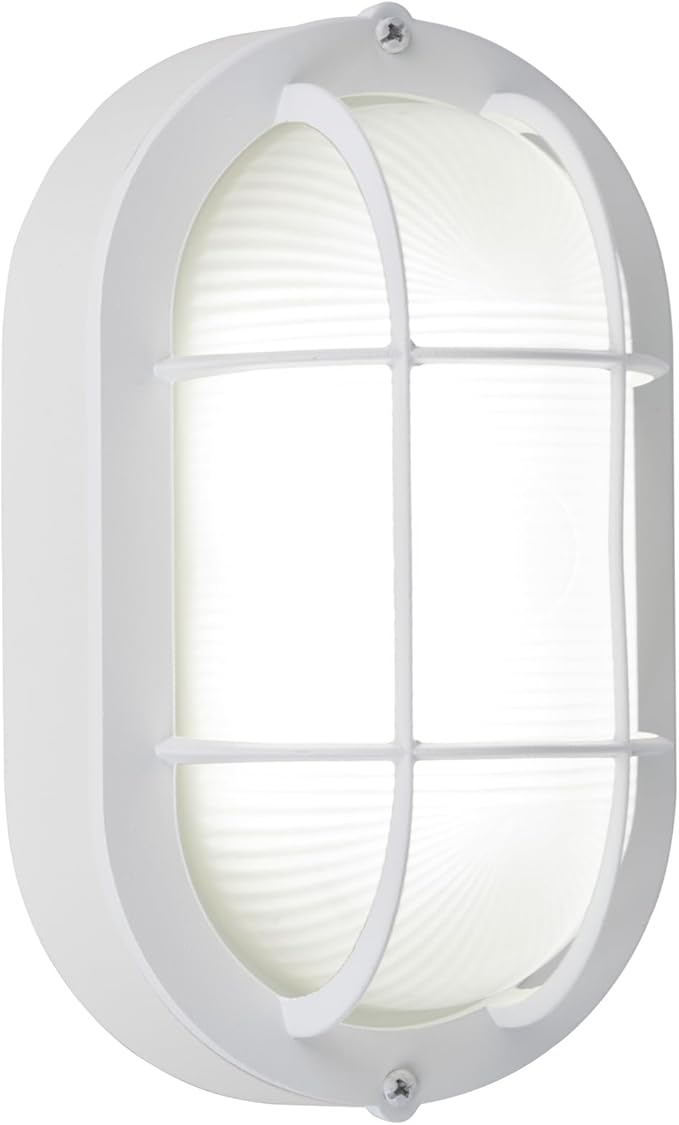 GRUENLICH LED Bulkhead Light, Flush Mount for Wall or Ceiling, 6W, 600 Lumen, Dimmable 5000K Daylight White, Aluminum Housing, Outdoor Rated, White Finish, 1-Pack