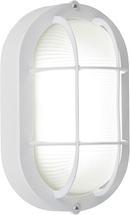 GRUENLICH LED Bulkhead Light, Flush Mount for Wall or Ceiling, 6W, 600 Lumen, Dimmable 5000K Daylight White, Aluminum Housing, Outdoor Rated, White Finish, 1-Pack