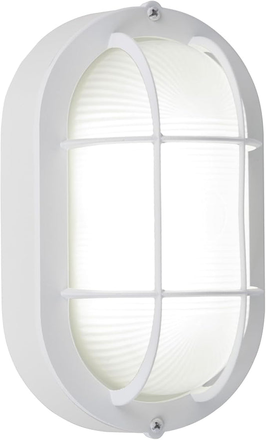 GRUENLICH LED Bulkhead Light, Flush Mount for Wall or Ceiling, 6W, 600 Lumen, Dimmable 5000K Daylight White, Aluminum Housing, Outdoor Rated, White Finish, 1-Pack
