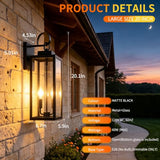 20 Inch Motion Sensor Dawn to Dusk Outdoor Sensor Light Fixture Anti-Rust Exterior Wall Lighting Waterproof Outdoor Wall Lantern for Porch Patio Front Door Garage - 2 Pack
