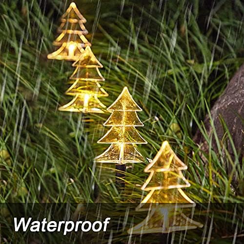 5 Pack Solar Christmas Tree Pathway Lights 6.3 Ft Total Outdoor Waterproof Landscape Lights Christmas Decorations for Pathway Garden Walkway Yard Lawn Patio (Warm White)