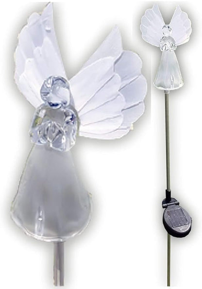 Outdoor Garden Set of 2 Solar Stake Light with Fiber Optic Angel Decorative Lights, Multi-Color Changing LED Solar Lights for Yard Decorations, Garden Gifts…