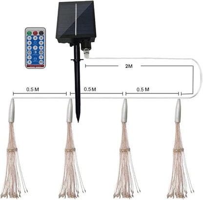 4 Pack 480 LED Firework Copper Wire Lights, Fairy Twinkle Solar String Lights with 8 Modes Starburst for Christmas, Birthday, Bedroom, Corridor, Patio, Garden, Wedding
