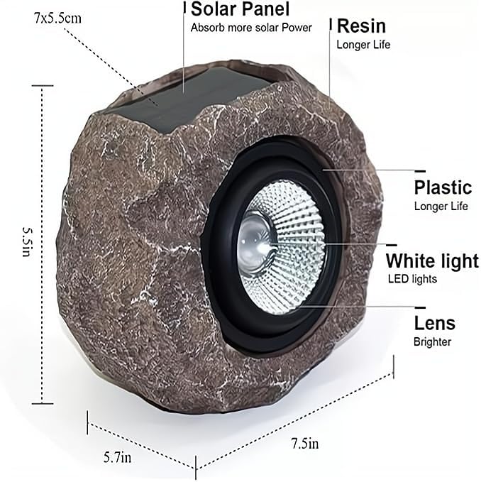 Solar Rock Lights Outdoor, LED Landscape Spotlights Waterproof with Auto On/Off, Decorative Solar Powered Garden | Lumora