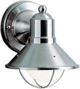 Kichler Seaside 7.5" 1 Light Outdoor Wall Light with Glass Globe Brushed Nickel,Silver, 18.25-Inch | Lumora
