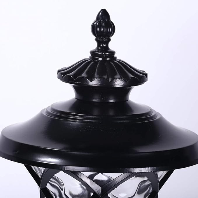 Lights Outdoor IP42 Retro Outdoor Waterproof Glass Lantern European Metal Aluminum Street Pillar Light Black Lawn | Lumora