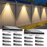 Solar Fence Lights Outdoor,3000/4500/6000K/RGB 13 Mode 16PACK Fence Lights Solar Powered High Brightness LED Lens IP65 Waterproof Solar Wall Light for Outside/Patio/Step/Backyard/Railing Pool/Deck