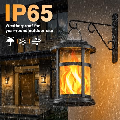 Otdair Solar Lanterns Outdoor Waterproof with Flickering Flame, 4 Pack