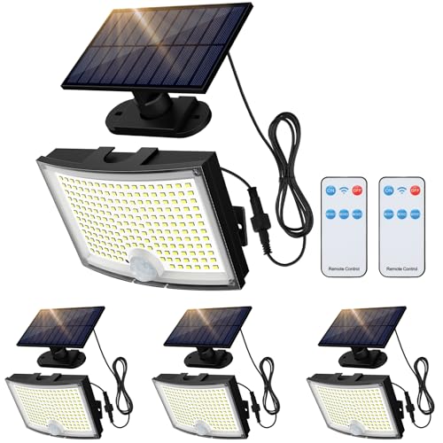 Adiding Solar Outdoor Lights 4 Pack, 202 LED Flood Light with 16.4 ft Cable