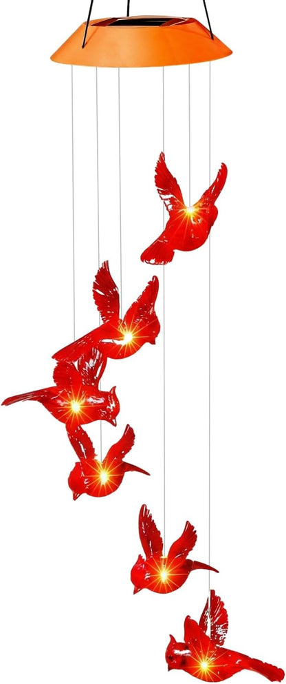 6 Flamingos Glowing with Solar Wind Chime Lights, Outside Decorations Changing Color Led Hanging, Solar Powered, Waterproof Yard Patio Pathway Lights, Abs Material, Flamingo Design