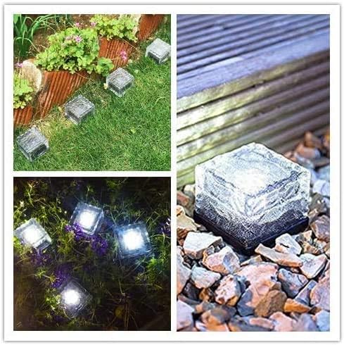 Solar Ice Cube Lights - Solar Brick Light LED Landscape Light Crystal Brick Light Outdoor Path Lights Waterproof for Outdoor Garden Patio Yard Lawn Pool Decoration (White, 2pcs)