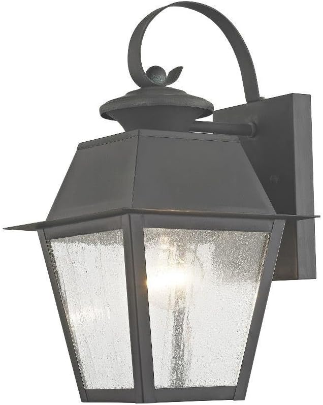 Livex Lighting 2162-61 Mansfield 1-Light Outdoor Wall Lantern, Charcoal