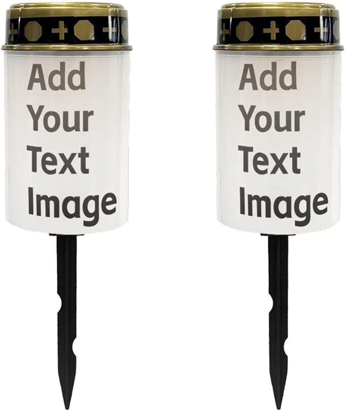 Custom Cemetery Solar Lights 2 Pcs Custom Image Solar Cemetery Lights for Grave 2.5 x 4.7 x 5.3 inches Warm White LED Outdoor Waterproof