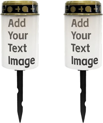 Custom Cemetery Solar Lights 2 Pcs Custom Image Solar Cemetery Lights for Grave 2.5 x 4.7 x 5.3 inches Warm White LED Outdoor Waterproof