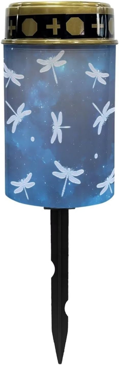 Garden Solar Light, Starry Dragonflies Grave Solar Lights for Cemetery, Waterproof, Solar Powered, Easy to Install, Decorate Lawn, Patio, Fence, Backyard