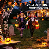 Brizled Halloween Pumpkin Solar Lantern, 2 Pack Glass Hanging Light Outdoor