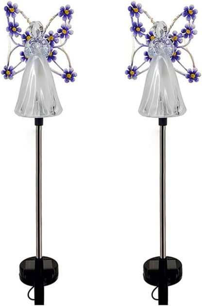 YWBL-WH 2PCS Angel Solar Lights LED Solar Garden Stake Lights Outdoor Garden Angel Decoration ()