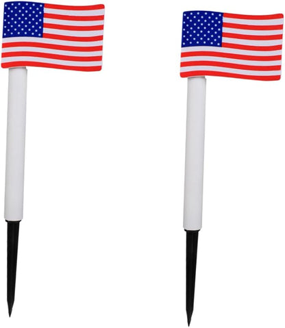 Lurrose Solar Garden Lights American Flag LED Solar Pathway Lamps Outdoor Decorative Ground Insert Stakes for Independence Day 2pcs Random Color