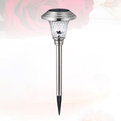 2pcs Solar Garden Lamp Stainless Steel Glass Landscape Lawn Light Outdoor Pathway Lighting for Patio Yard
