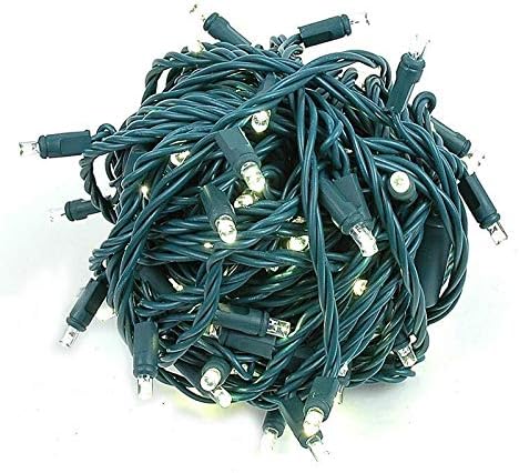 Novelty Lights 34ft 100 LED Coaxial Christmas Mini Lights, Warm White on Green Wire, 4" Spacing, Commercial Grade Indoor/Outdoor Holiday Light String, Power Supply Sold Separately