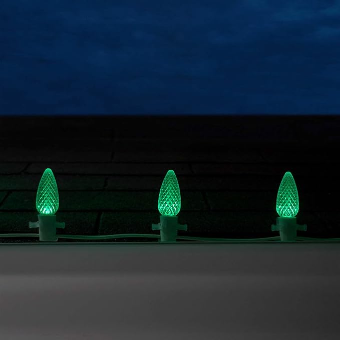 C9 OptiCore LED Outdoor Christmas Lights Heavy Duty; Wedding; White Wire (50 Lights, 50 Ft, Green)