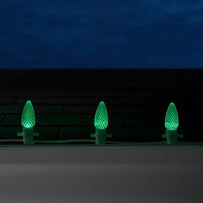 C9 OptiCore LED Outdoor Christmas Lights Heavy Duty; Wedding; White Wire (50 Lights, 50 Ft, Green)