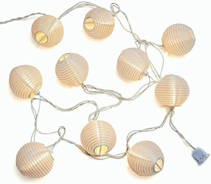 White Lantern String Lights Plug in, 8.5Ft Hanging Indoor Decorative String Lights with 10 Cute White Nylon Lanterns Lights Connectable for Indoor Outdoor Bedroom Ramadan Backyard Patio Bistro Decor