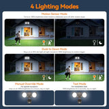 45W 5500LM PIR Motion Sensor Outdoor Lights, Dual Head LED Flood Light, 5000K Daylight, IP65 Waterproof Hardwired Dusk to Dawn Motion Detector Security Light for Outside Garage Yard (Brown)