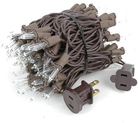 Novelty Lights 22 Feet 100 Bulbs Traditional Incandescent Mini Lights, Clear on Brown Wire with 2.5" Spacing | Lumora